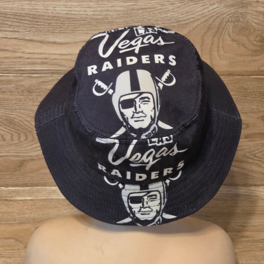 Las Vegas Raiders Black Bucket Hat Shield Logo OSFM Football Game Day Ready - Picture 3 of 5